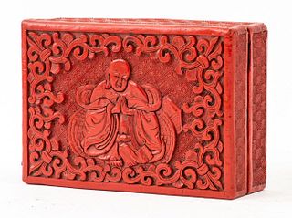 Chinese Cinnabar Buddha Decorative Box