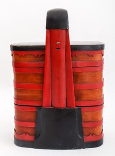 Chinese Lacquered Black & Red Stacking Basket