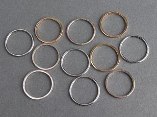 Assorted Silver & Vermeil Thin Ring Lot, 11