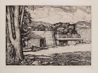 LUIGI LUCIONI (1900-1988): THE LEANING SILO; TWO SILOS; AND ON THE VERMONT HIGHWAY