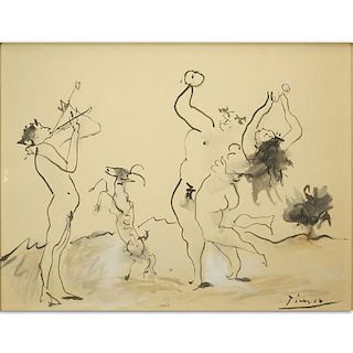 Pablo Picasso, Spanish (1881-1973) Gouache and Ink Wash On Paper “Joi De Vivre”