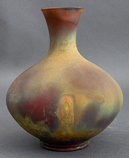 Studio Art Pottery Raku Ceramic Vase