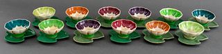 Japanese Majolica Dessert Bowls and Saucers for 12
