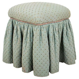 Louis XV Style Skirted Upholstered Swivel Stool