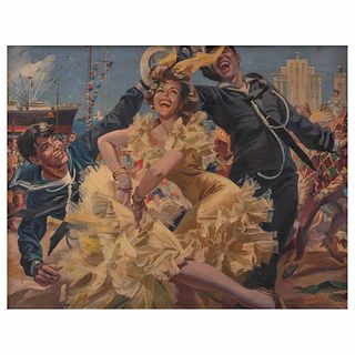JAIME SADURNÍ, Carnaval de Veracruz, ca. 1960, Firmado, Óleo sobre tela, 85.5 x 110.5 cm