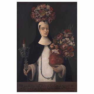 BENJAMÍN DOMÍNGUEZ, Retrato de María Idalia Prefeso, Firmado, Óleo sobre tela, 78 x 54 cm, Con certificado