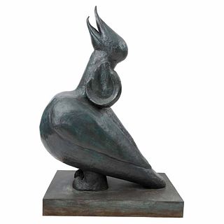 JUAN SORIANO, El pájaro cantando, Firmada y fechada 94, Escultura en bronce 4/6, 115 x 78 x 47 cm, Con certificado