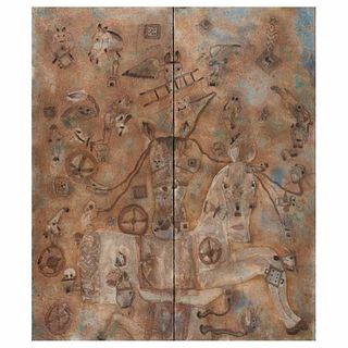 SERGIO HERNÁNDEZ, El sueño de la mariposa, 2000, Firmado, Óleo sobre tela, 180 x 160 cm, Con certificado