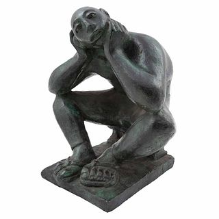 JUAN CRUZ REYES, Bracero, Firmada y fechada 85, Escultura en bronce P/A, 28 x 24 x 22 cm, Con certificado