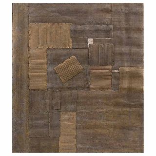 MATHIAS GOERITZ, Sin título (Mensaje), Sin firma, Láminas perforadas ensambladas sobre madera, 143 x 125.5 cm, Con constancia