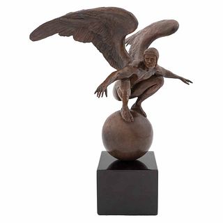 JORGE MARÍN, Ensayo sobre grabado, 2015, Sin firma, Escultura en bronce 11/20 en base de mármol,42x28x30cm medidas totales, Certificado