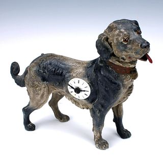 COLD PAINTED MECHANICAL METAL DOG CLOCK
