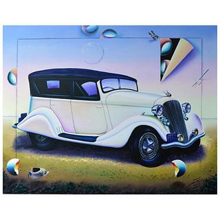 Ferjo, "Model Car" Original Painting on Canvas, Hand Signed with Letter of Authenticity.