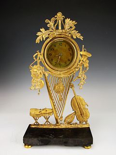 FRENCH MUSICAL INSTRUMENT THEME MANTEL CLOCK