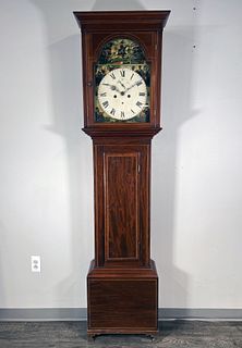 TALL CASE CLOCK DEPICTING WATERLOO AND 4 CONTINENTS