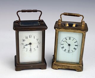 TWO CARRIAGE CLOCKS