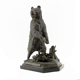 Nikolaï Ivanovich Liberich, Russian (1828-1883) A Russian cast bronze sculpture of a bear standing on hind legs with cast si