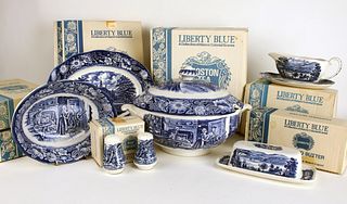 STAFFORDSHIRE LIBERTY BLUE SERVING PIECES IN BOXES