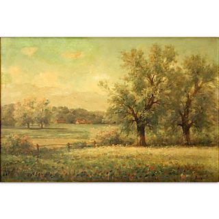 Large American School Oil on Canvas "Rural Landscape"
