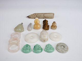 LOT OF CARVED JADE JEWELRY