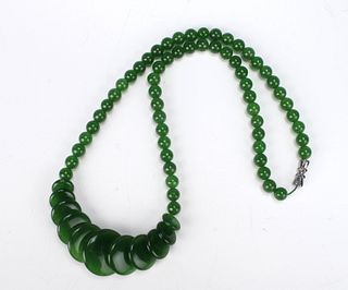 GREEN JADE OVERLAPPING DISC NECKLACE