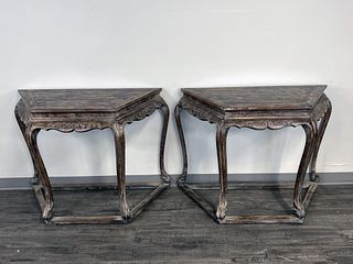 PAIR ANTIQUE CHINESE CONSOLE TABLES