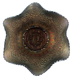 Antique Carnival Glass Bowl - Fenton Persian Medallion