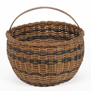 SHENANDOAH VALLEY OF VIRGINIA PAINTED STAVE-TYPE WOVEN-SPLINT BASKET