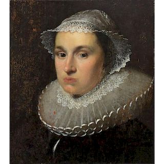 Attributed To: Michiel Jansz Van Miereveld, Dutch (1567-1641) Oil on Panel "Levina Ockers?" Unsigned