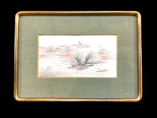 Chinese Watercolor of Landscape circa 1870