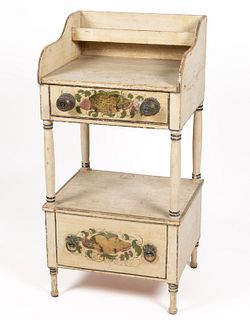 NEW ENGLAND PAINT-DECORATED PINE WASH STAND