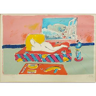 Peter Max, German/American (b-1937) Lithograph "By The Window" Pencil Signed and Numbered 201/300