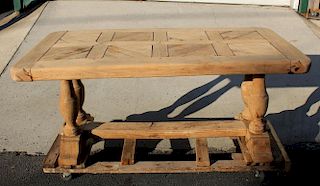 French parquet top oak farmhouse table
