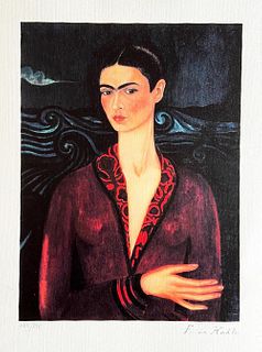 Frida Kahlo 'Self-Portrait in Velvet Dress' limited edition lithograph 1986