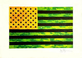 Jasper Johns 'Green Flag' limited edition lithograph 1978