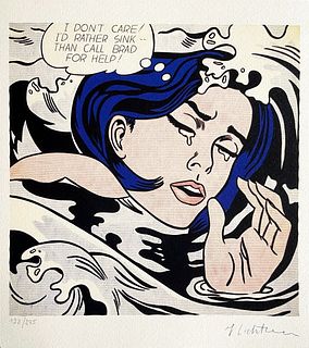Roy Lichtenstein 'Drowning girl - 1986' Limited edition lithograph