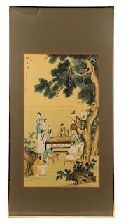 19th Century Chinese Figural Painting on Silk