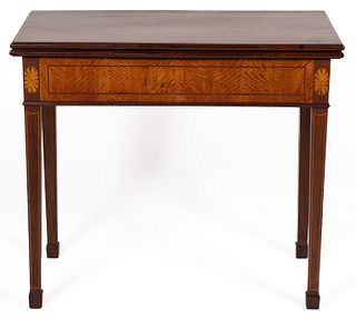 ANNAPOLIS, MARYLAND, ATTRIBUTED, INLAID MAHOGANY AND SATINWOOD CARD / GAMES TABLE