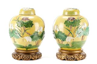 Pair of Porcelain Ginger Jars,  Wang Bing Rong