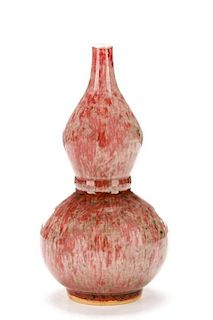 Chinese Peachbloom Glazed Double Gourd Vase