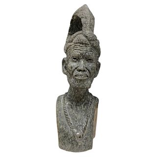 Simon Samhere African Shona Hand Carved Stone Male Bust
