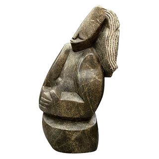 Hand Carved "Young Woman" Original Stone African Shona Sculpture
