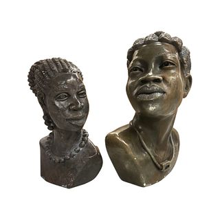 African Hand Carved Shona Stone Female Busts Sculptures