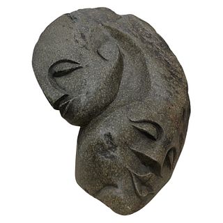 African Hand Carved Stone Contemporary Shona Sculpture "Two Faces"