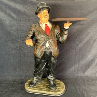 Laurel and Hardy Butler Serving Platter Vintage Statue