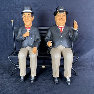 Laurel and Hardy on the Bench Vintage Statue