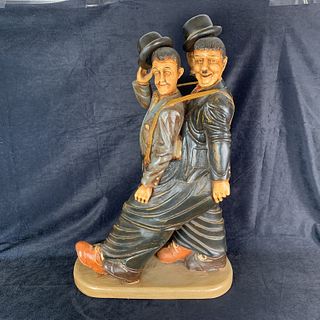 Laurel and Hardy Sharing Trousers Vintage Statue