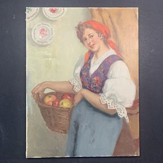 "Woman with Basket", Original on Canvas