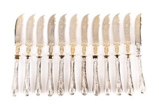 Cased Set of 12 Silver Knives by Franz Mosgau