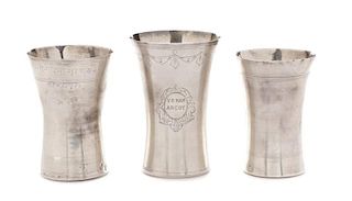 Group of 3 Continental Silver Engraved Beakers
